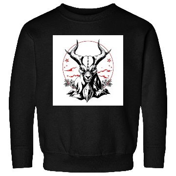 Discover Mythic Horned Skull Illustration Sweatshirts