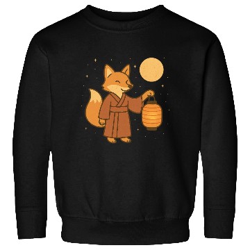 Discover Cute Fox in Traditional Kimono with Lantern Sweatshirts