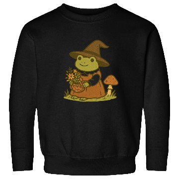 Discover Enchanting Frog Witch with Mushroom and Flowers Sweatshirts