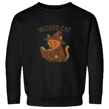Discover Wizard Cat with Magic Book Design Sweatshirts