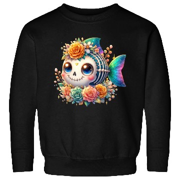 Discover Whimsical Skeleton Fish with Floral Crown Sweatshirts