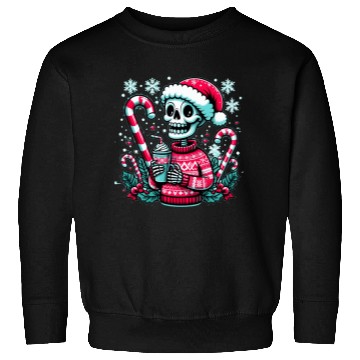 Discover Festive Skeleton in Santa Hat Sweatshirts