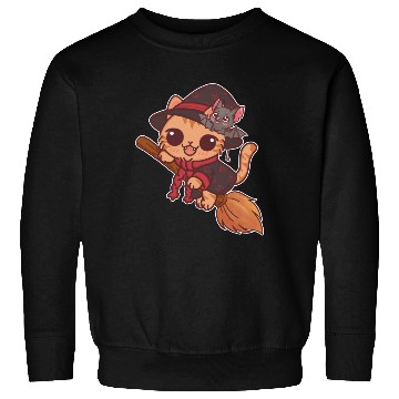 Discover Enchanted Witch Cat with Bat Companion Sweatshirts
