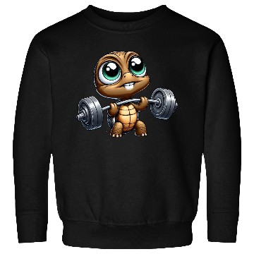 Discover Chibi turtle with barbell weightlifter cartoon Sweatshirts