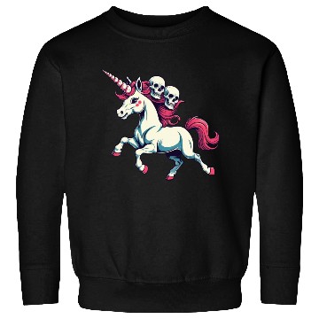 Discover Dark Fantasy Unicorn with Skulls Sweatshirts