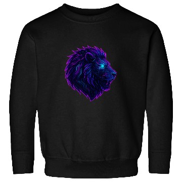 Discover Neon Roar Cyberpunk Lion Head Sweatshirts