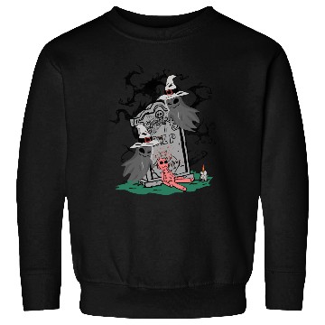 Discover Spooky Witch and Doll Halloween Illustration Sweatshirts