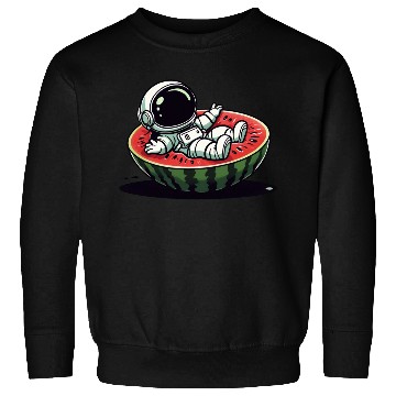 Discover Playful Astronaut on Watermelon Slice Sweatshirts