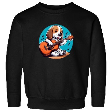 Discover Playful Puppy Guitar Illustration Sweatshirts