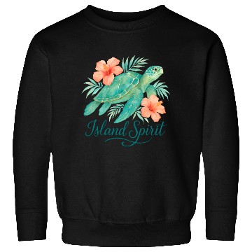 Discover Tropical Turtle with Hibiscus and Foliage Sweatshirts