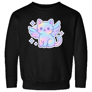 Discover Celestial Winged Cat Illustration Sweatshirts
