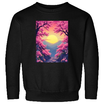 Discover Cherry Blossom Sunset Path Sweatshirts
