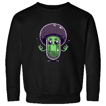 Discover Whimsical Broccoli with Afro Hair Sweatshirts