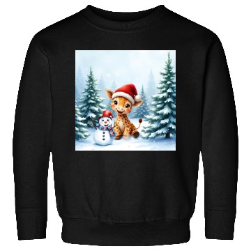 Discover Festive Giraffe with Snowman Santa Hat Sweatshirts