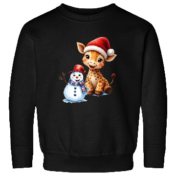 Discover Festive Giraffe and Snowman Holiday Design Sweatshirts