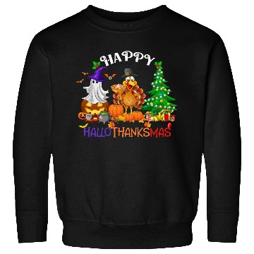 Discover Retro Happy HalloThanksMas  Sweatshirts