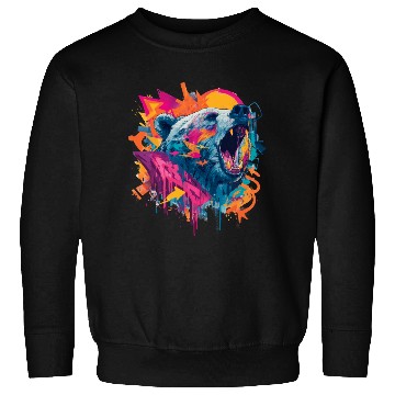 Discover Vibrant Roaring Bear Graffiti Design Sweatshirts
