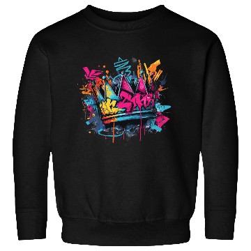 Discover Vibrant Graffiti Crown Design Sweatshirts