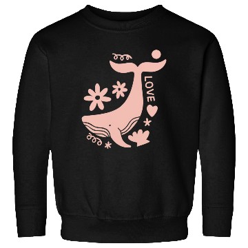 Discover Whimsical Pink Whale with Floral Accents Sweatshirts