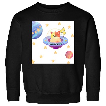 Discover Whimsical Cat in Space with Star Balloons Sweatshirts