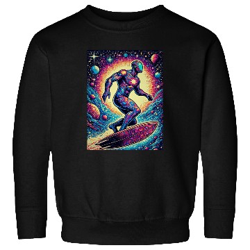 Discover Cosmic Surfer Astronaut Illustration Sweatshirts