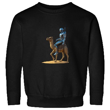 Discover Futuristic Robot Riding Camel – Sci-Fi Desert Adve Sweatshirts