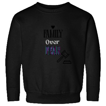 Discover Family Over Fear Neon Typography Design Sweatshirts