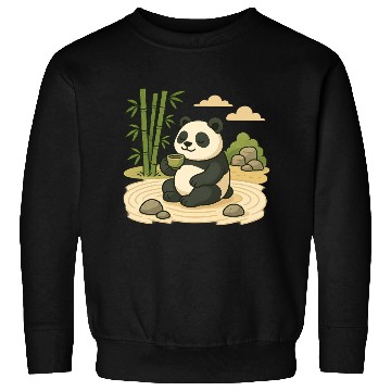 Discover Serene Panda in Bamboo Garden Sweatshirts