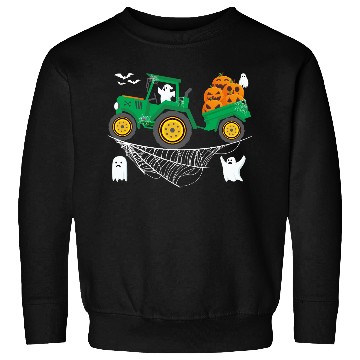 Discover Halloween Tractor Farming Pumpkin Farm Spooky Boy Sweatshirts