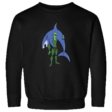 Discover Alien Diver with Shark Funny Sci-Fi Sweatshirts