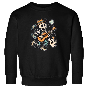 Discover Skeleton Playing Guitar with Ghost Sweatshirts