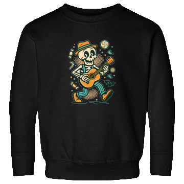 Discover Skeleton Musician with Candy and Bats Sweatshirts