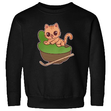 Discover Kawaii Cat in Matcha Tea Bowl Sweatshirts