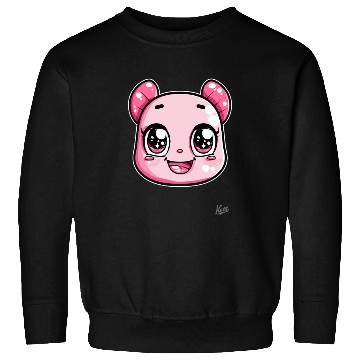 Discover Kawaii Pink Bear Face Illustration Sweatshirts