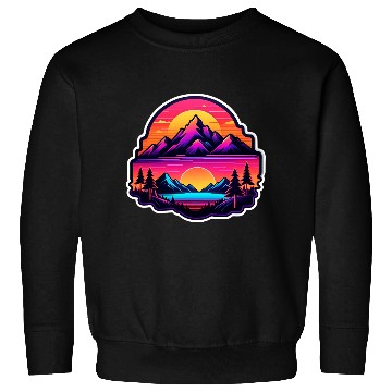 Discover Neon Mountain Sunset Landscape Sweatshirts