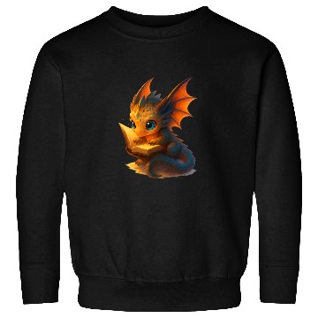 Discover Whimsical Dragon Reading Book Design Sweatshirts