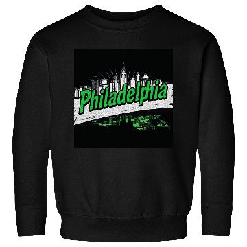 Discover Philadelphia Skyline Neon Design Sweatshirts