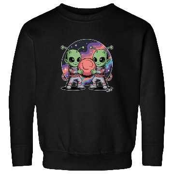 Discover Adorable Alien Friends Embrace Cosmic Unity Sweatshirts