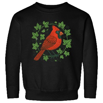 Discover Vibrant Cardinal Amidst Ivy Leaves Sweatshirts