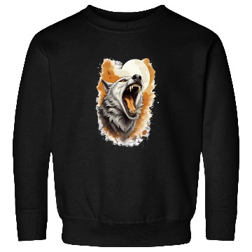 Discover Howling Wolf Under Full Moon Sweatshirts