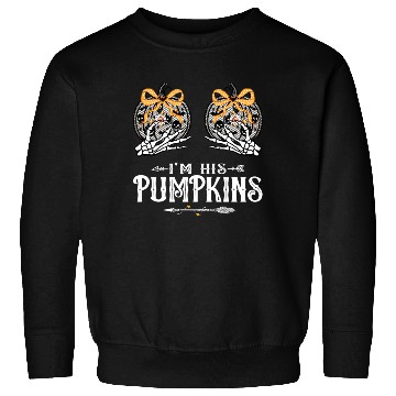 Discover Skeleton Halloween couple I'm his pumpkins Sweatshirts