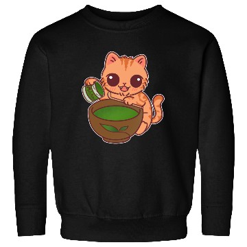 Discover Kawaii Cat Barista Making Matcha Tea Sweatshirts