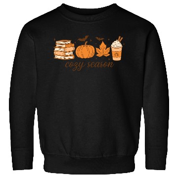 Discover Cozy Season Pumpkin Latte Halloween Books & Leaves Sweatshirts