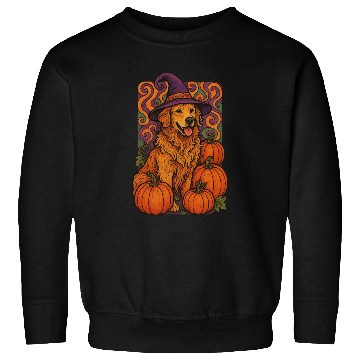 Discover Halloween Wizard Golden Retriever with Pumpkins Sweatshirts