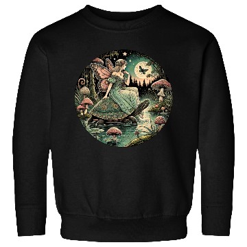 Discover Fairy Queen Rides Tortoise Under Moon Sweatshirts