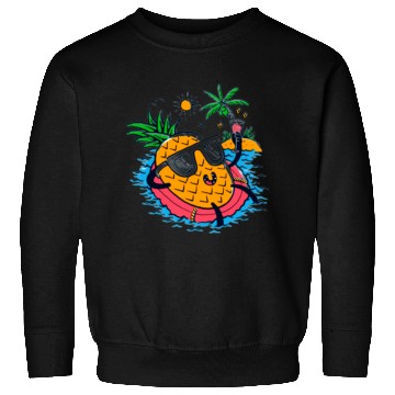 Discover Tropical Pineapple Relaxing on Float Sweatshirts