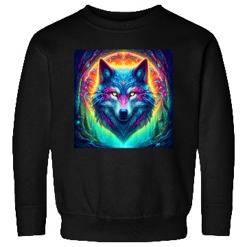 Discover Mystic Luminescent Wolf Artwork Sweatshirts