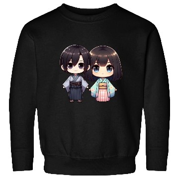 Discover Chibi Kawaii Traditional Kimono Duo Sweatshirts