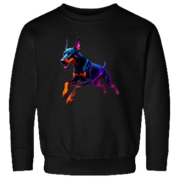 Discover Neon Doberman Running Illustration Sweatshirts