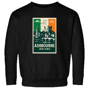 Discover Irish Villagescape with Castle and Church Sweatshirts